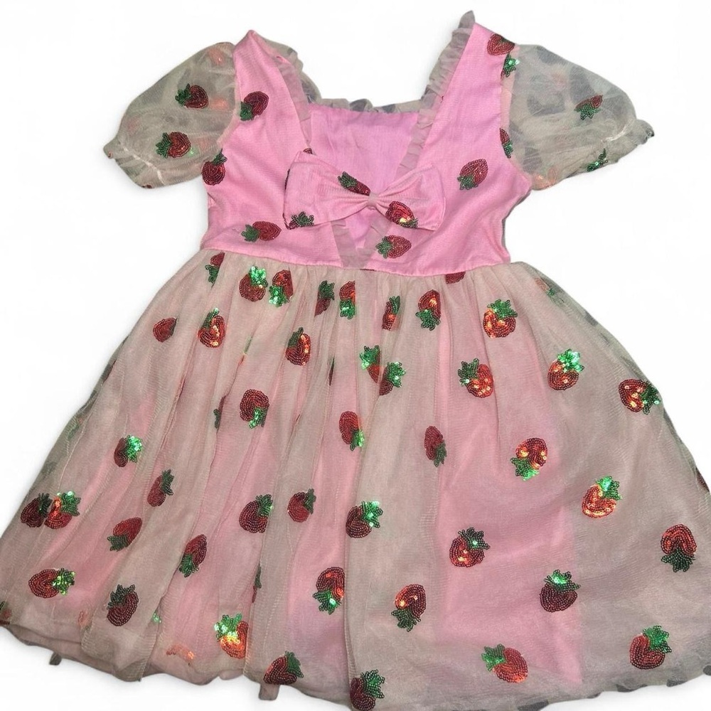 Lola + The Boys Pink Strawberry Sequin Tulle Dress - Picture 6 of 8